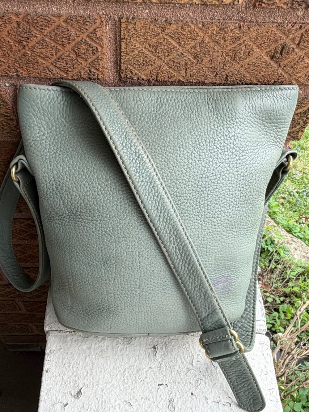 COACH Vintage Italy Sonoma Seafoam Mint Aqua Shoulder Bag Crossbody Leather Wear